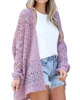 Milena | Damen Strickjacke im Boho Stil mit Muster in Lila