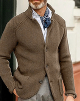 Milo | Herren Waffel Strickjacke mit Knöpfen in Braun