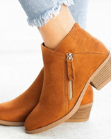 Minea | Damen Orthopädische Stiefeletten mit Absatz und Verschluss in Khaki