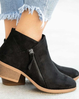 Minea | Damen Orthopädische Stiefeletten mit Absatz und Verschluss in Schwarz