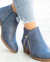 Minea | Damen Orthopädische Stiefeletten mit Absatz und Verschluss in Blau
