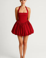 Minikleid Damen Gepunktet Kurz Elegant in Rot