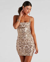 Minikleid Pailletten Sommer in Gold