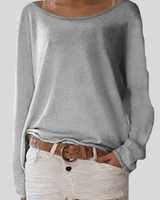 Mirka | Damen Langarmshirt Rundhals Legerer Schnitt in Grau