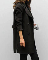 Anna | Damen Chic Klassischer Revers Wintermantel in Schwarz
