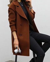 Anna | Damen Chic Klassischer Revers Wintermantel in Braun