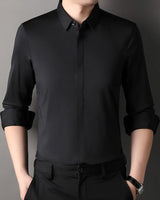 Halvric - Knitterfreies Stretchhemd in Schwarz