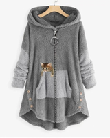 Monika | Damen Langer Hoodie mit Taschen in Grau