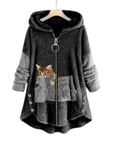 Monika | Damen Langer Hoodie mit Taschen in Dunkelgrau
