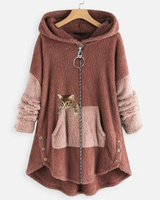 Monika | Damen Langer Hoodie mit Taschen in Rosa