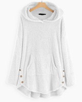 Monika | Damen Langer Hoodie mit Taschen in Weiß
