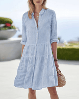 Lolita | Leichtes und Luftiges Gestreiftes Kleid in Blau