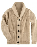 SERENO – DER GERIPPTE CARDIGAN MIT KRAGEN FÜR STRUKTURIERTEN KOMFORT in Beige