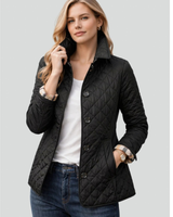 Muna | Damen Steppjacke mit Kragen und Knöpfen in Schwarz