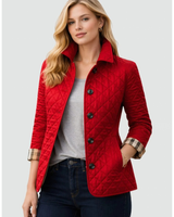 Muna | Damen Steppjacke mit Kragen und Knöpfen in Rot