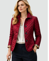 Muna | Damen Steppjacke mit Kragen und Knöpfen in Dunkelrot
