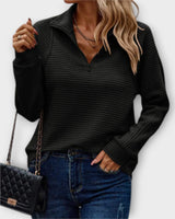 Romena - Pullover Mit Kragen Und Reißverschluss in Schwarz