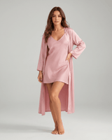 Nachthemd Damen Set mit Morgenmantel in Rosa