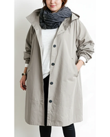 Nadine | Damen Winterjacke für Große Größen mit Kapuze und Trench Stil in Grau