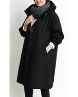 Nadine | Damen Winterjacke für Große Größen mit Kapuze und Trench Stil in Schwarz