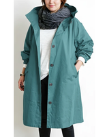Nadine | Damen Winterjacke für Große Größen mit Kapuze und Trench Stil in Türkis