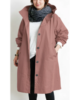 Nadine | Damen Winterjacke für Große Größen mit Kapuze und Trench Stil in Rosa