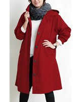 Nadine | Damen Winterjacke für Große Größen mit Kapuze und Trench Stil in Rot