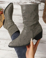 Nadja | Damen Orthopädische Stiefeletten mit Falten am Schaft und Absatz in Grau