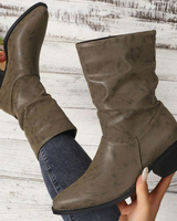 Nadja | Damen Orthopädische Stiefeletten mit Falten am Schaft und Absatz in Khaki