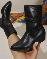 Nadja | Damen Orthopädische Stiefeletten mit Falten am Schaft und Absatz in Schwarz
