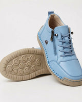 Schreiner – Turnschuh mit Schnürung Und Reißverschluss Sowie Kontrastnähten in Blau
