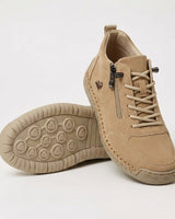 Schreiner – Turnschuh mit Schnürung Und Reißverschluss Sowie Kontrastnähten in Khaki