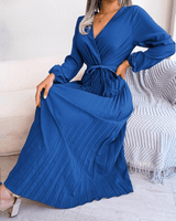 Naomi | Damen Plisseekleid Festlich Elegant Klassisch in Königsblau