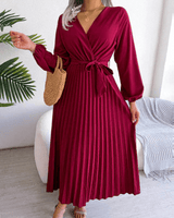 Naomi | Damen Plisseekleid Festlich Elegant Klassisch in Rot
