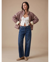 Narin | Damen Steppjacke mit Muster und Stehkragen in Braun