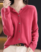 Chestka | Damen Woll-Strickjacke in Dunkelrosa