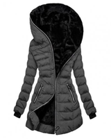 Nele | Damen Lange Winterjacke mit Stepp Design, Fleece Futter und Reißverschluss in Grau