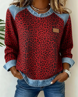 Nicole | Damen Pullover mit Leo Muster in Rot