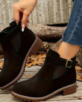 Nila | Damen Orthopädische Stiefeletten mit Riemen und Schnalle in Schwarz