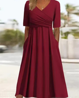 Nina | Damen Festliches Wickel Abendkleid Midi in Rot