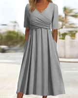 Nina | Damen Festliches Wickel Abendkleid Midi in Grau