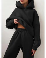 Nina | Damen Jogginganzug mit Hose und Oberteil in Schwarz