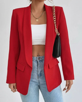 Noelle | Damen Blazer mit Offener Vorderseite und Stil in Karmesinrot