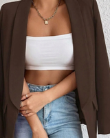 Noelle | Damen Blazer mit Offener Vorderseite und Stil in Braun
