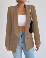 Noelle | Damen Blazer mit Offener Vorderseite und Stil in Taupe