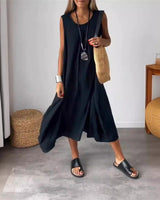 Noemi | Damen Kleid Ärmellos Taschen Lässig Sommer in Schwarz