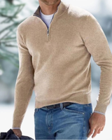 Felix | Herren Pullover mit Viertel Zip in Aprikose