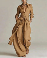 Octavia | Damen Koordinierten Set mit Hemdbluse in Khaki