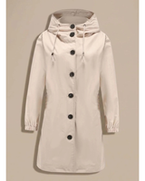 Odette | Damen Wasserdichte Regenjacke mit Kapuze, Langarm und Knöpfen in Beige
