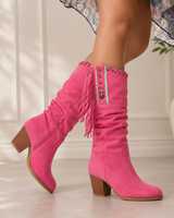 Olivia | Damen Orthopädische Cowboy Stiefel mit Fransen in Rot